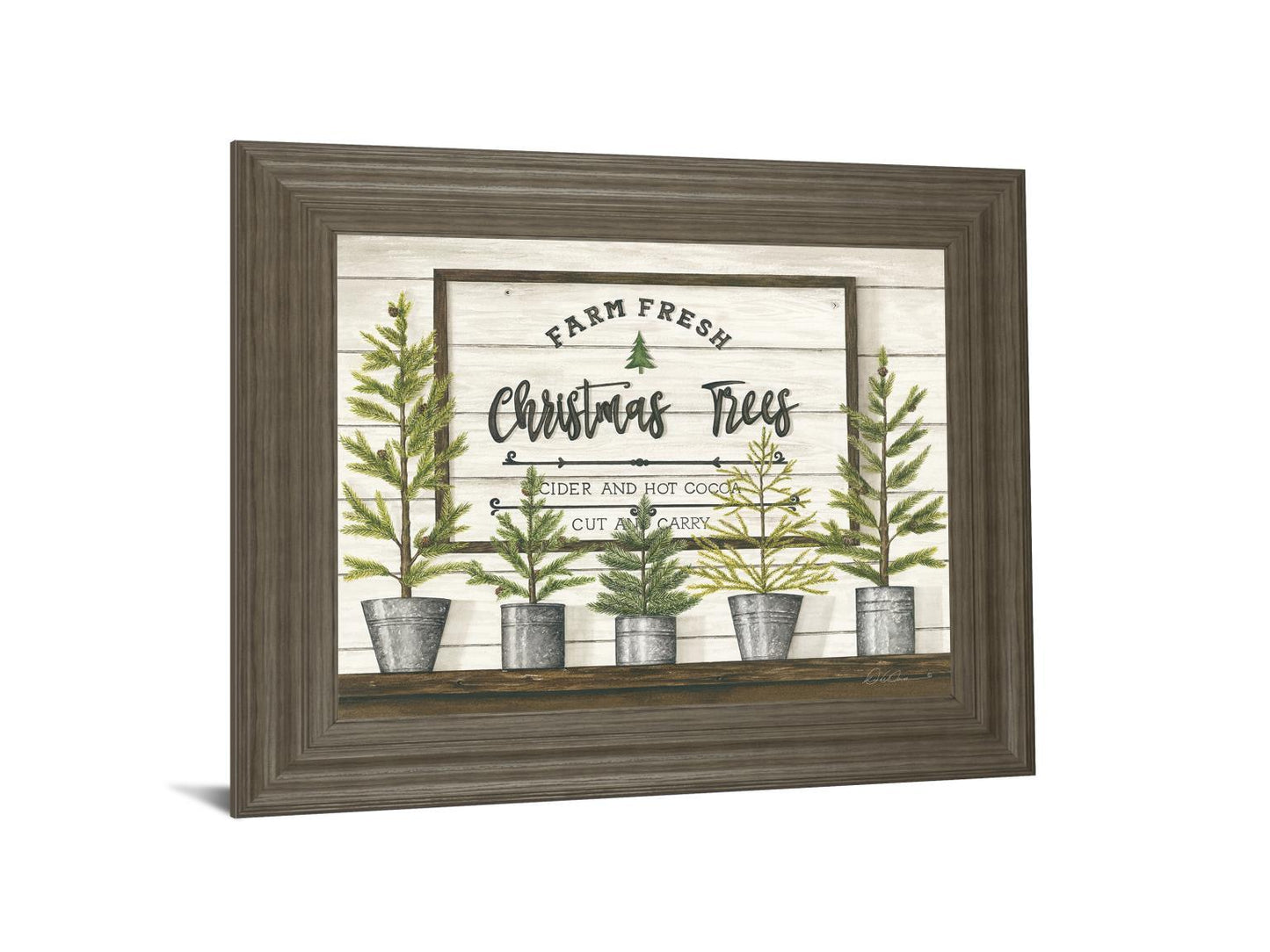 Farm Fresh Christmas Trees By Diane Weaver - Framed Print Wall Art - Green Classy Art