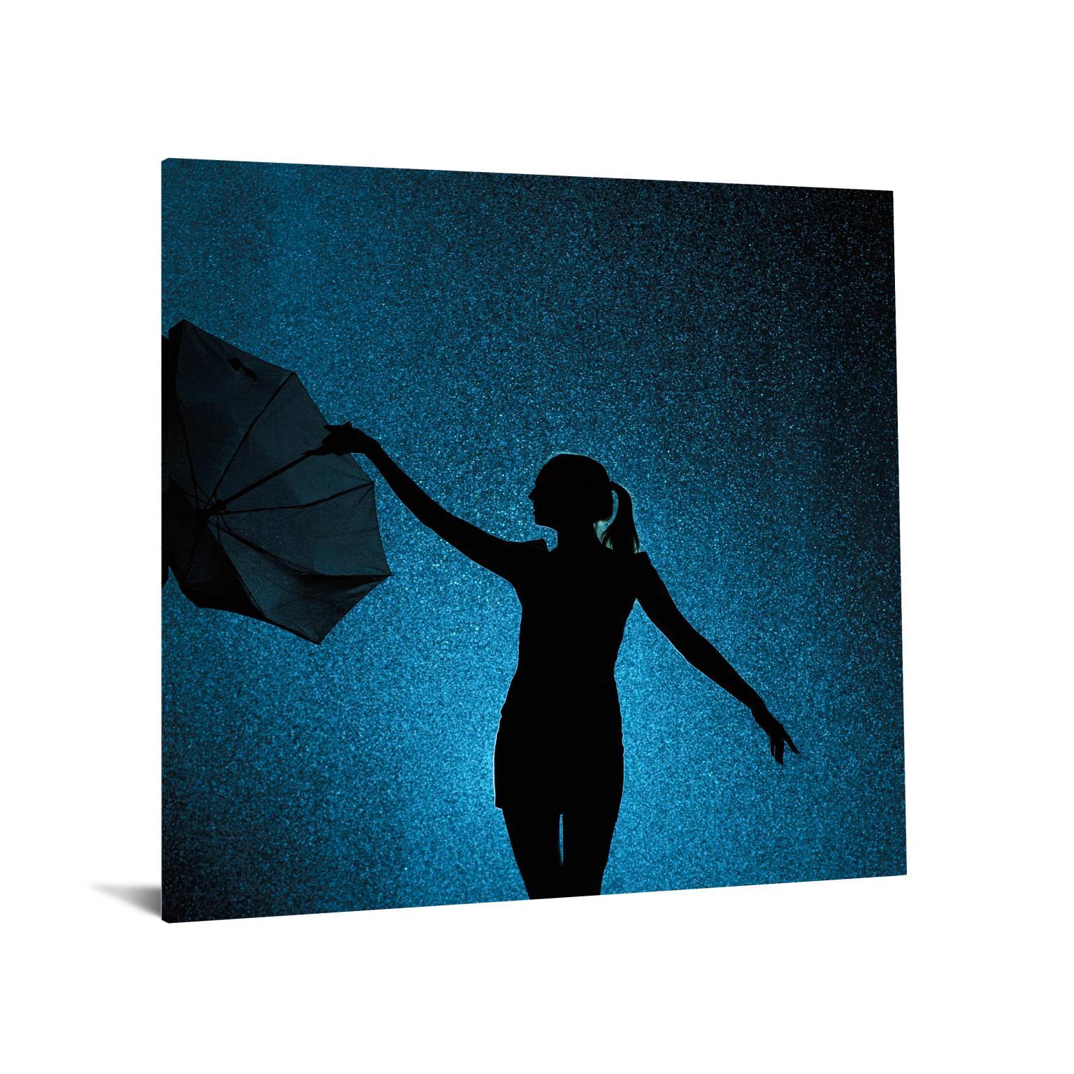 Tempered Glass With Foil - Rainy Night 1 - Blue Classy Art