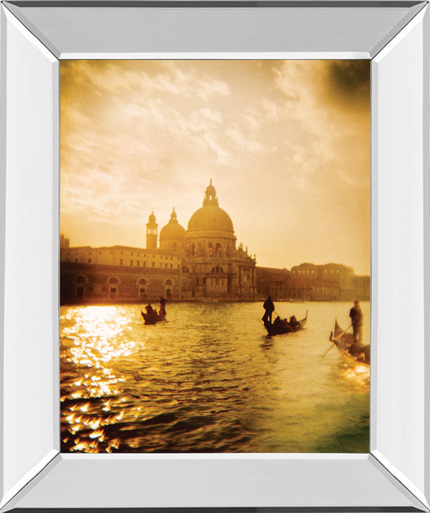 Venezia Sunset I By Thompson - Mirror Framed Print Wall Art - Gold Classy Art