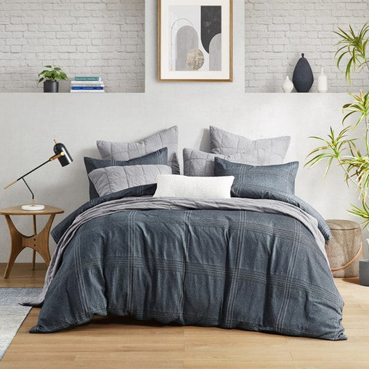 3 Piece Duvet Set Charcoal Full/Queen Olliix.com