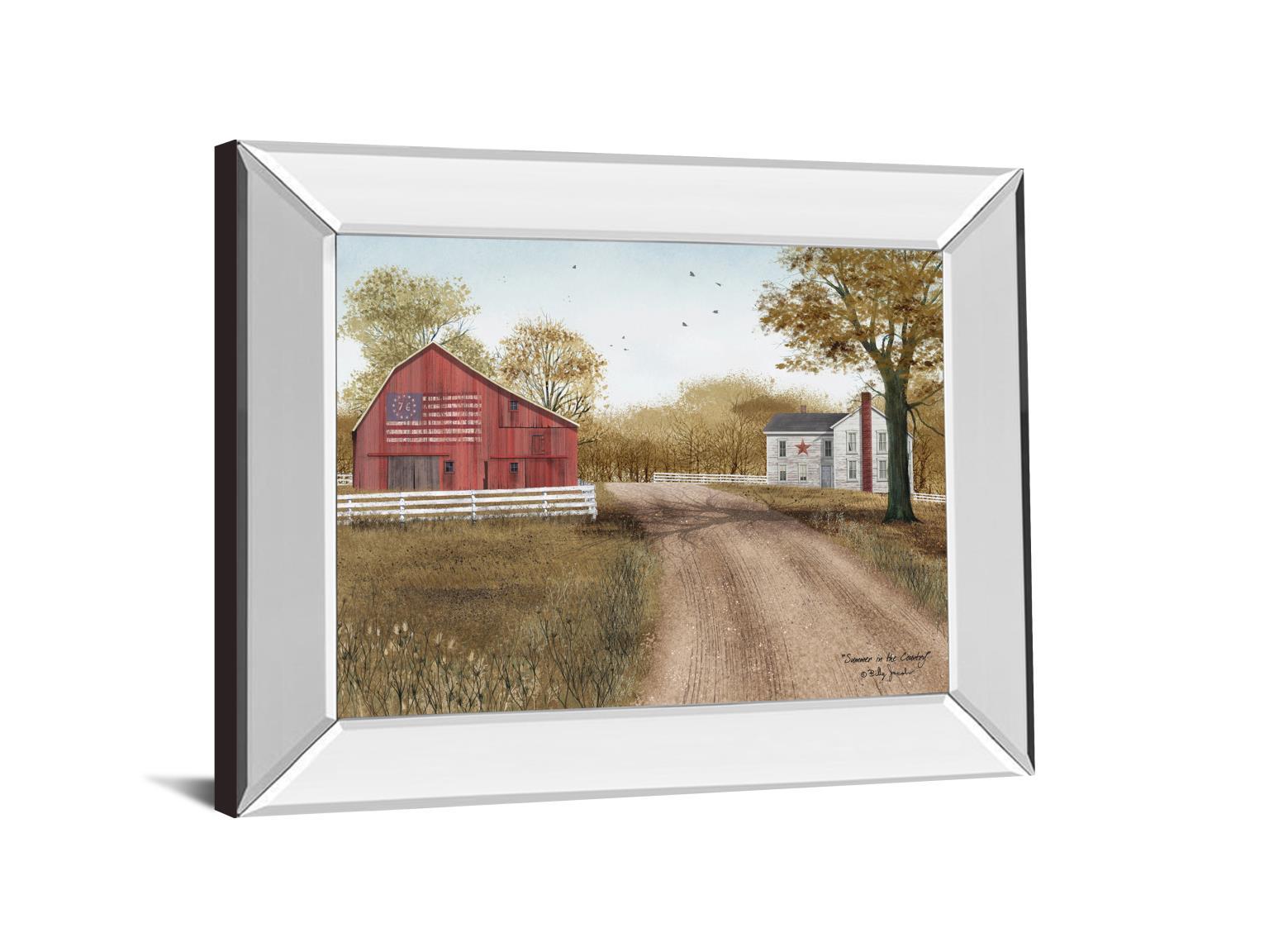 Summer In The Country By Billy Jacobs - Mirror Framed Print Wall Art - Dark Brown Classy Art