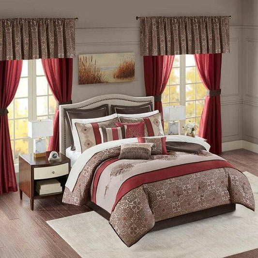 Delaney Comforter  Queen Red Olliix.com