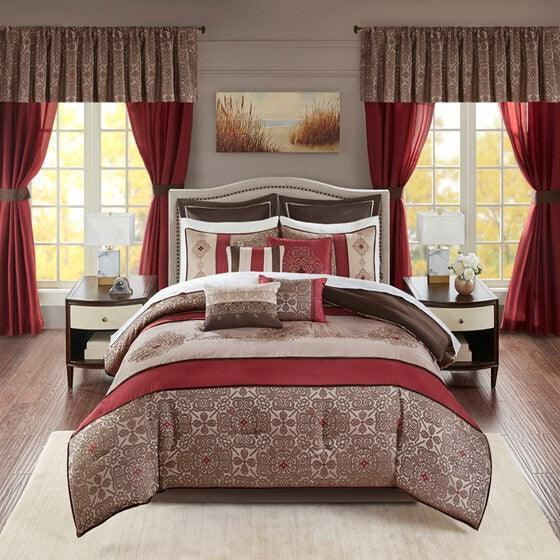 Delaney Comforter  Queen Red Olliix.com