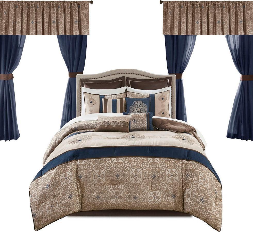 Delaney Queen Traditional 24 Piece Room In a Bag Navy Olliix.com