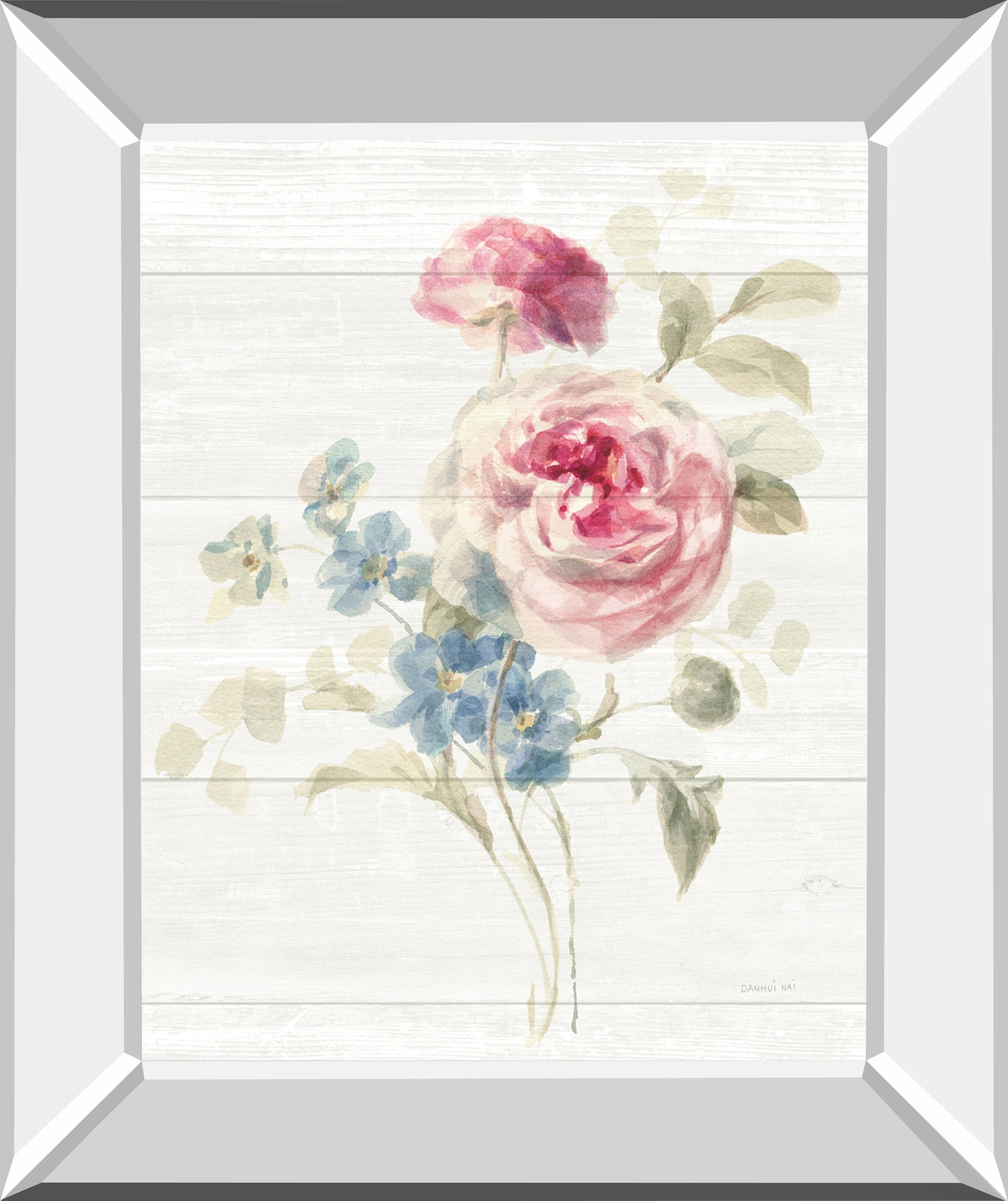 Cottage Garden II Shiplap By Danhui Nai - Mirror Framed Print Wall Art - White Classy Art