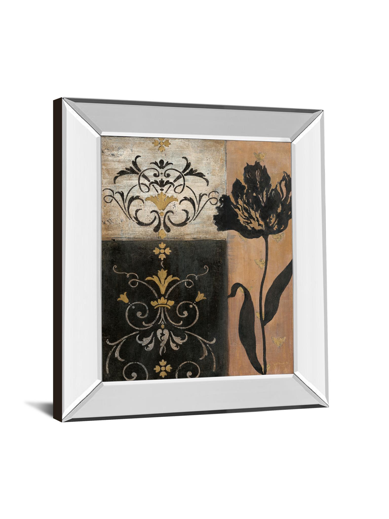 Tulip Silhouette By Tava Studio - Mirror Framed Print Wall Art - Black Classy Art