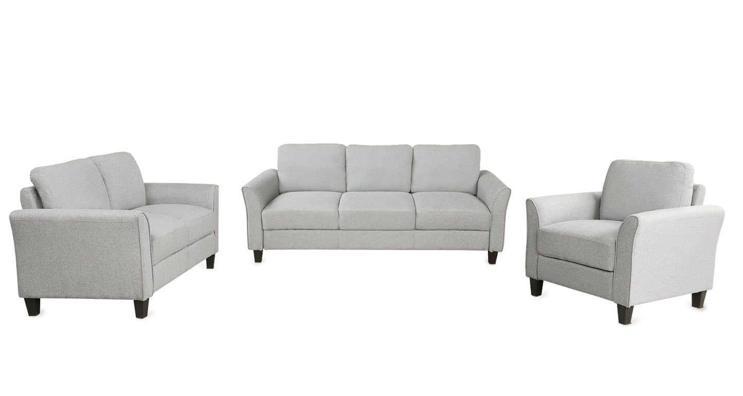 Living Room Sets Furniture Armrest Sofa Single Chair Sofa Loveseat Chair 3-Seat Sofa (ChairLoveseat Chair&3-Seat Sofa, Light Gray) House to Home Furnishings LLC