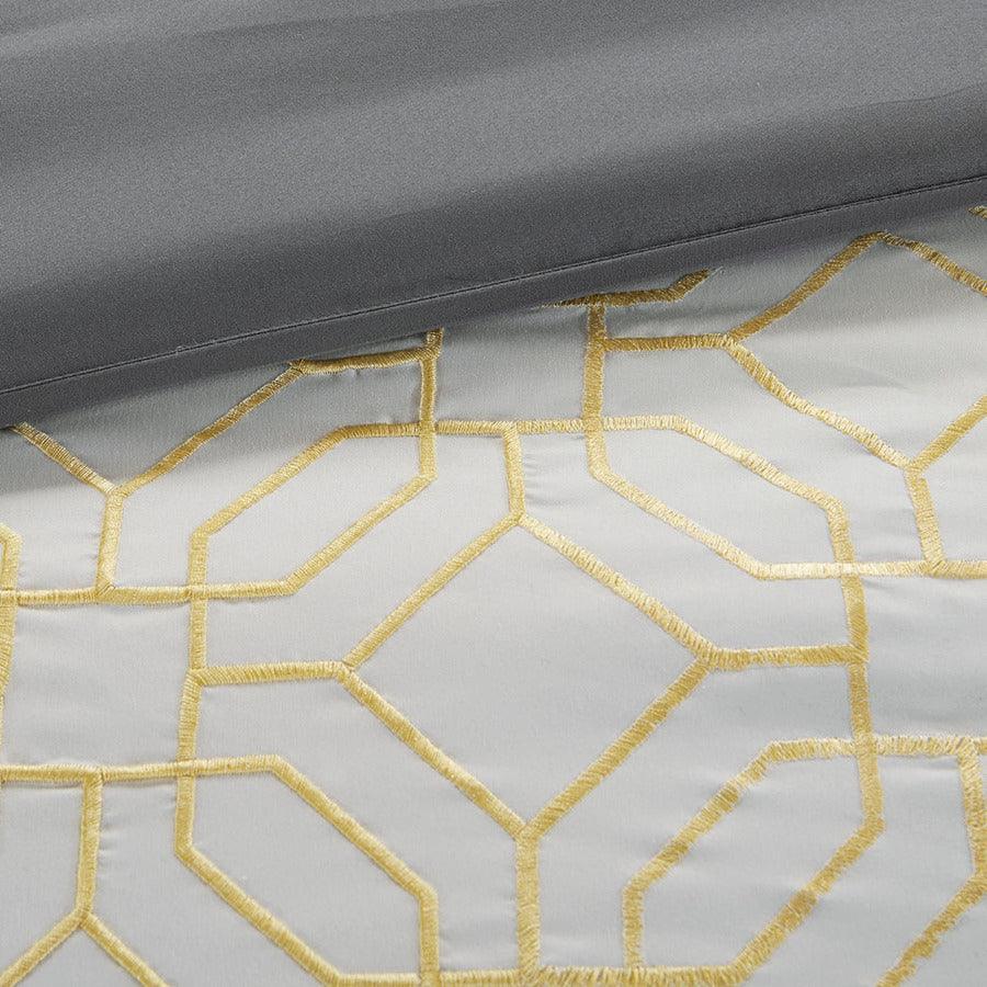 Donnell 26 " W Embroidered 5 Piece Comforter Set Yellow & Gray Full/Queen Olliix.com