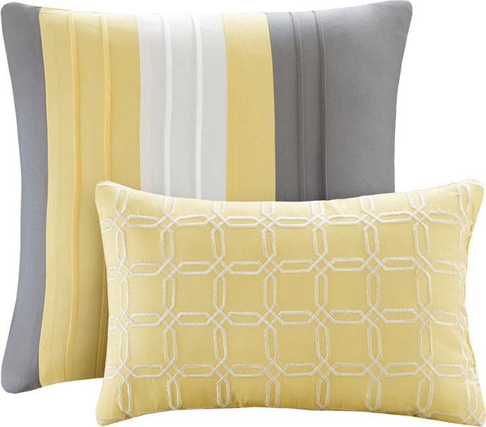 Donnell 26 " W Embroidered 5 Piece Comforter Set Yellow & Gray Full/Queen Olliix.com