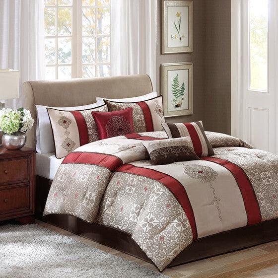 Donovan Comforter  Queen Red Olliix.com