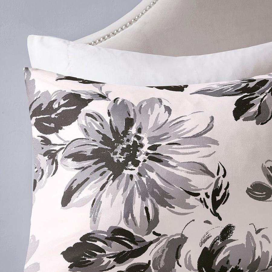 Dorsey Floral Print Comforter Set Black & White Twin/Twin XL Olliix.com