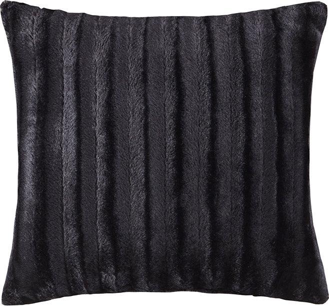 Duke Contemporary Faux Fur Square Pillow 20x20" Black Olliix.com