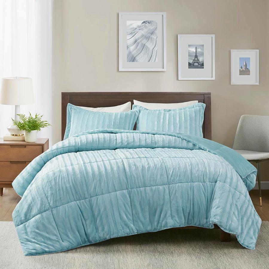 Duke Full/Queen Comforter Mini Set Aqua Olliix.com