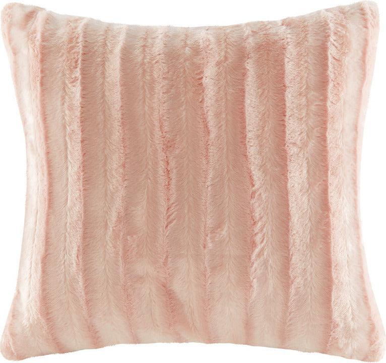 Duke Modern & Contemporary Faux Fur Square Pillow 20"W x 20"L Blush Olliix.com