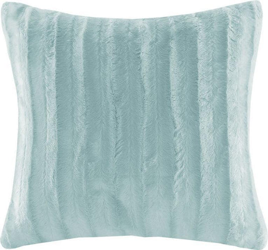 Duke Modern-Contemporary Faux Fur Square Pillow 20"W x 20"L Blue Olliix.com