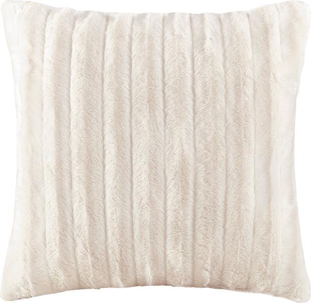 Duke Modern Faux Fur Square Pillow 20x20" Ivory Olliix.com