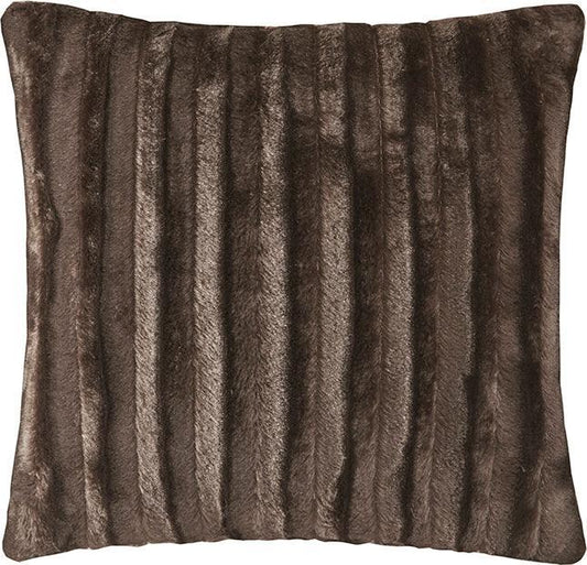 Duke Modern/Contemporary Faux Fur Square Pillow 20x20" Brown Olliix.com