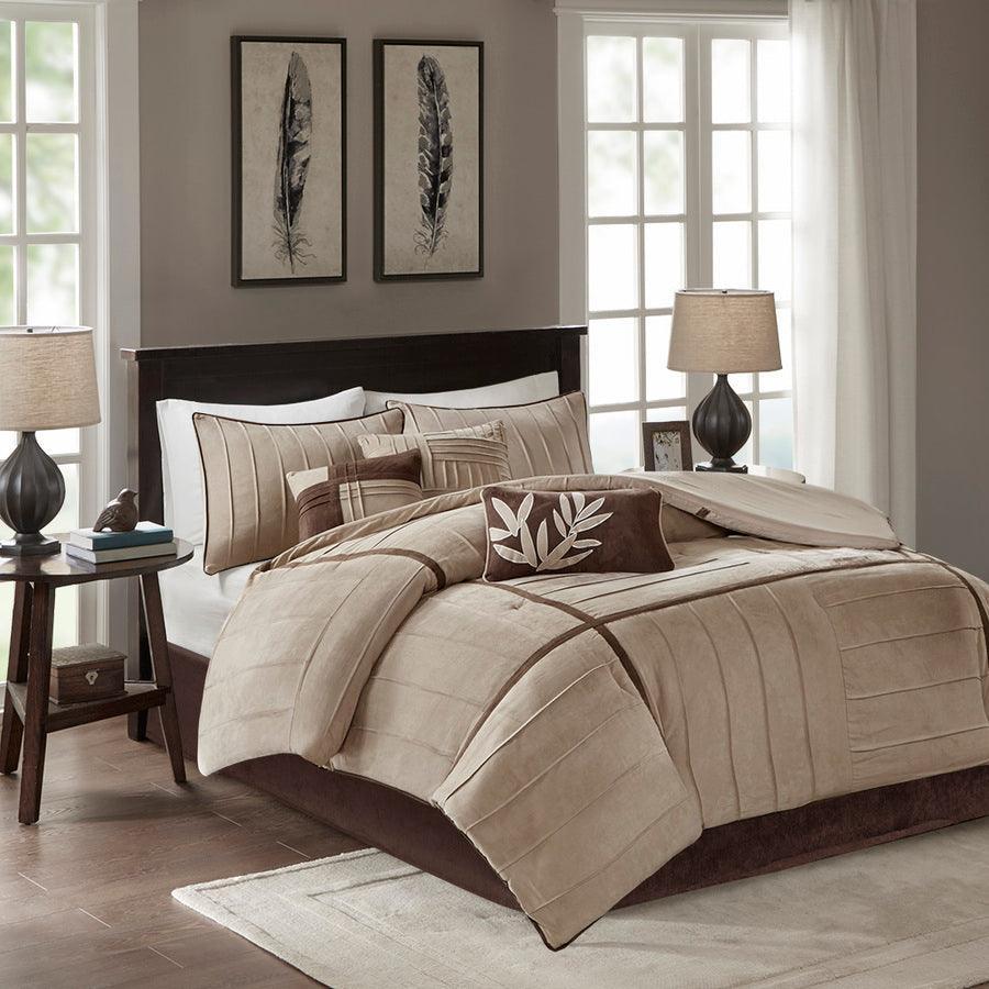 Dune 7 Piece Comforter Set Beige Queen Olliix.com