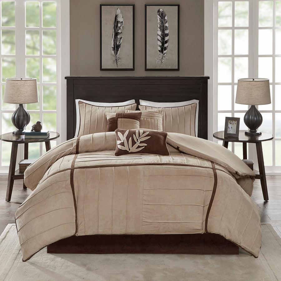 Dune 7 Piece Comforter Set Beige Queen Olliix.com