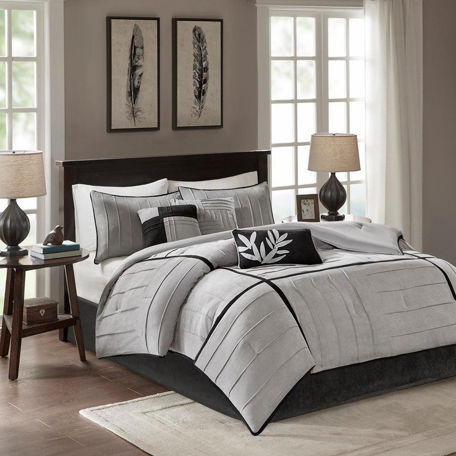 Dune Casual 7 Piece Comforter Set Gray Queen Olliix.com