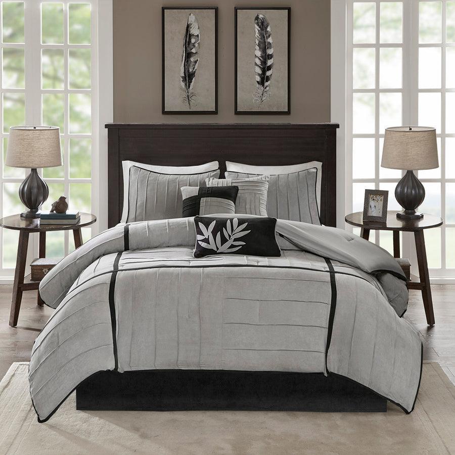 Dune Casual 7 Piece Comforter Set Gray Queen Olliix.com