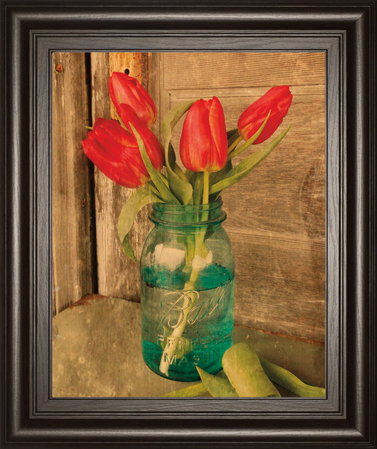 Country Tulips By Anthony Smith - Framed Print Wall Art - Red Classy Art