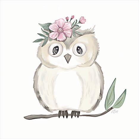 Cute Floral Owl By Makewells - White Classy Art