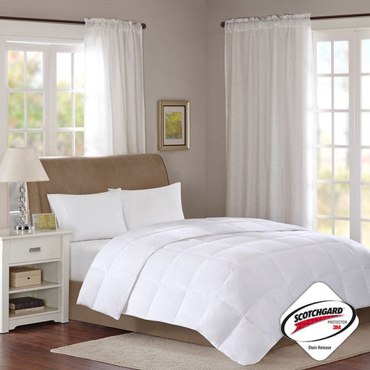 300 Thread Count Cotton Sateen White Down Comforter with 3M Scotchgard White Full/Queen Olliix.com