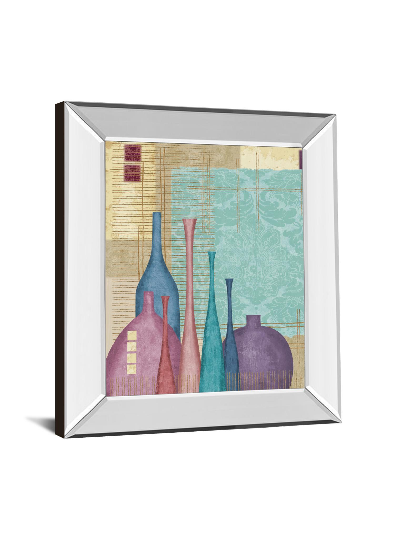 Raku I By Linda Wood - Mirror Framed Print Wall Art - Purple Classy Art