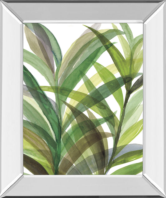 Tropical Greens Il By Rebecca Meyers - Mirror Framed Print Wall Art - Green Classy Art