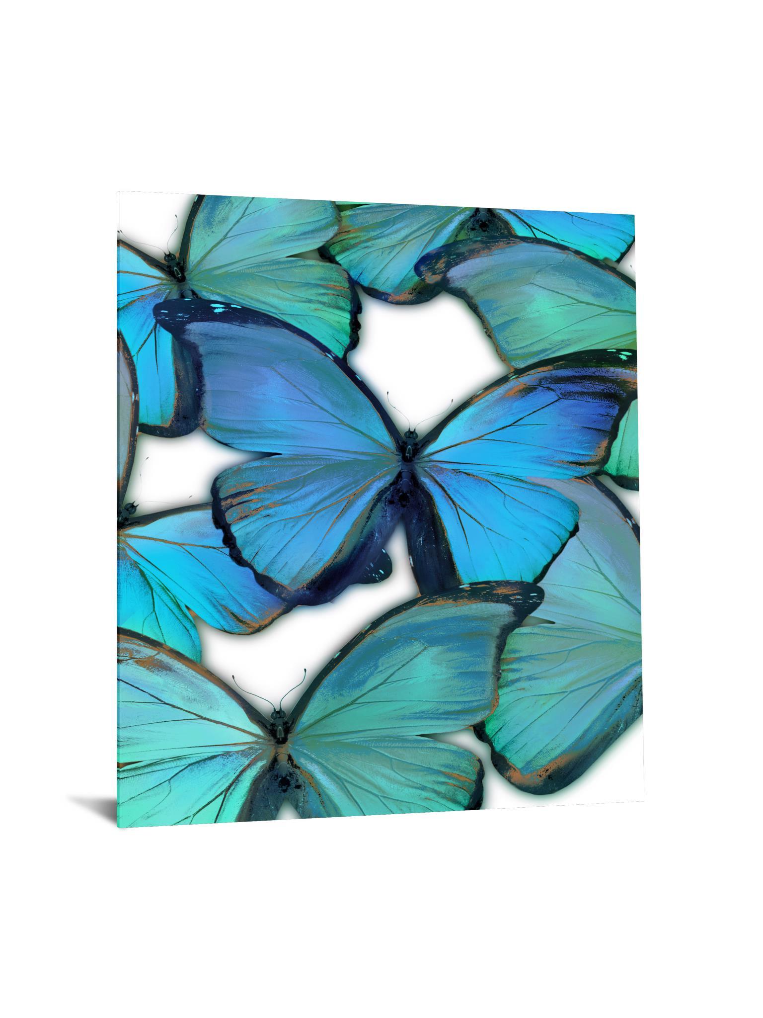 Floating Tempered Glass With Foil Oh These Butterflies - Blue Classy Art