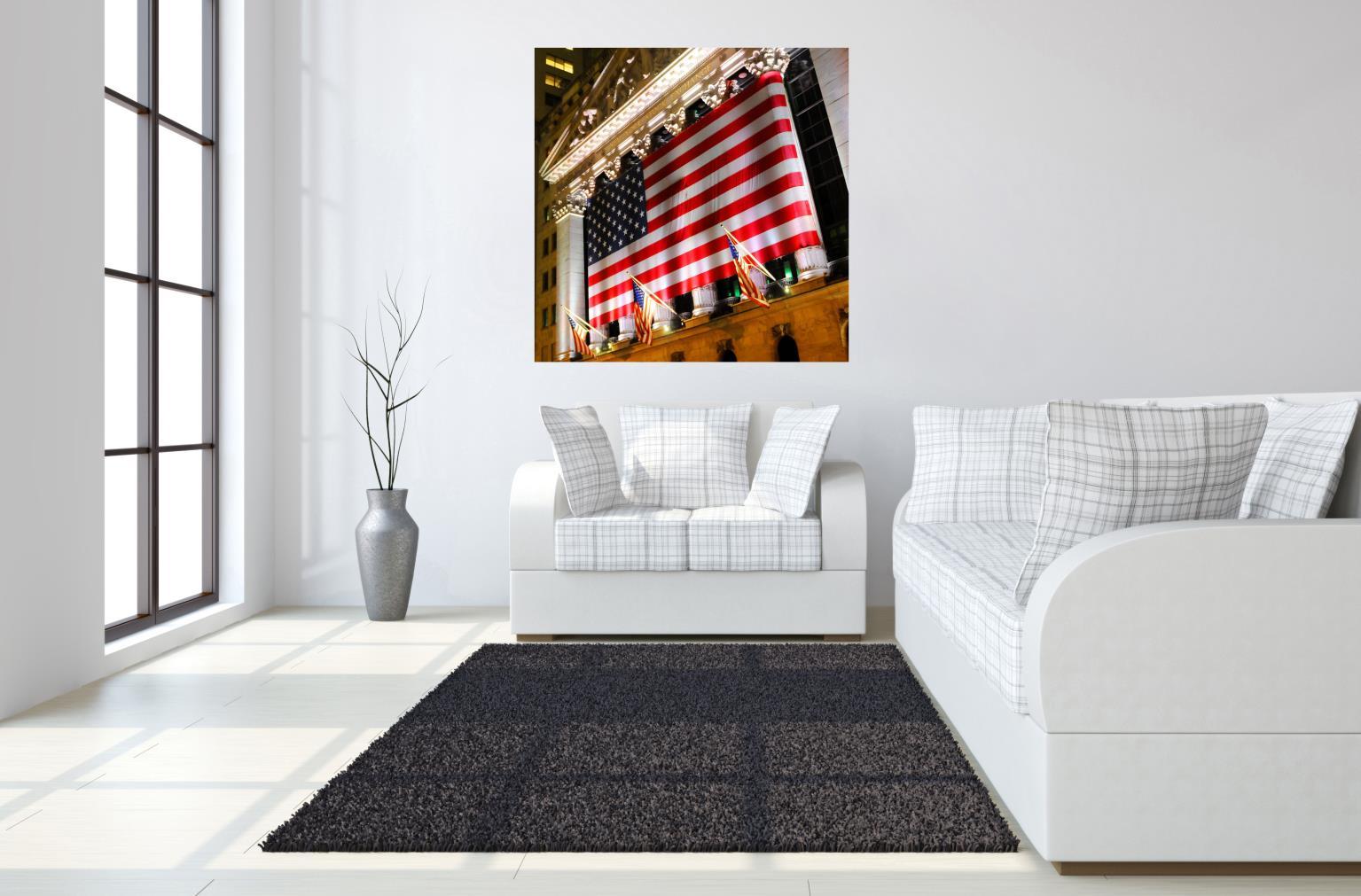 Temp Glass With Foil - Flag Across Stock Exchange - Red Classy Art