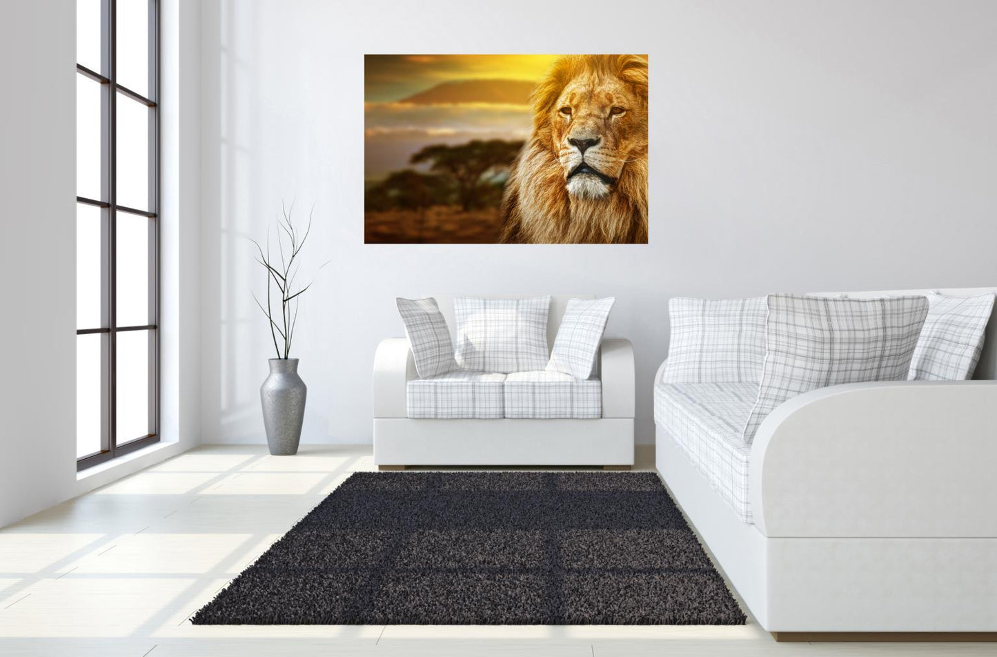 Tempered Glass With Foil - Lion Safari - Light Brown Classy Art