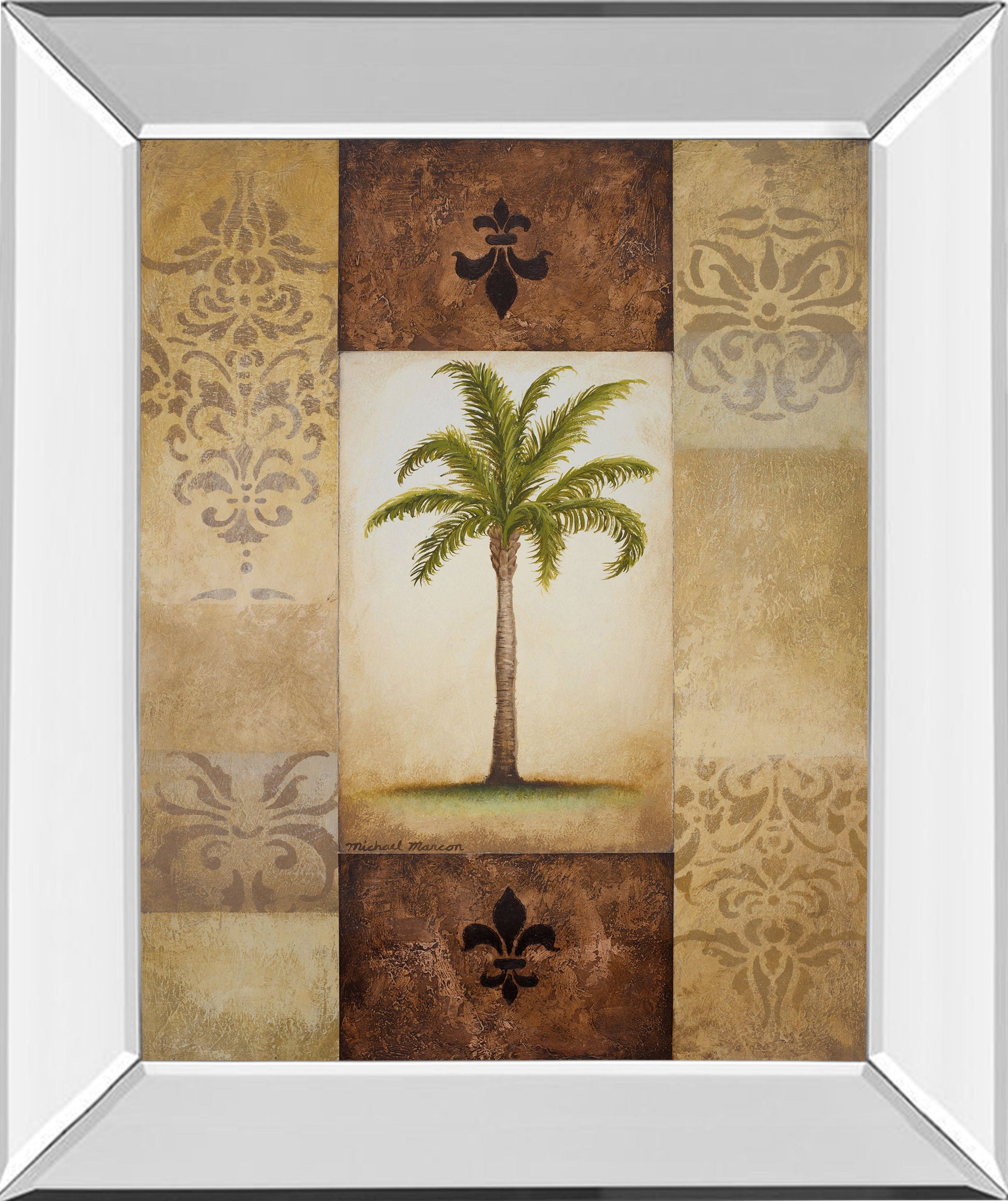 Fantasy Palm I By Michael Marcon - Mirror Framed Print Wall Art - Green Classy Art