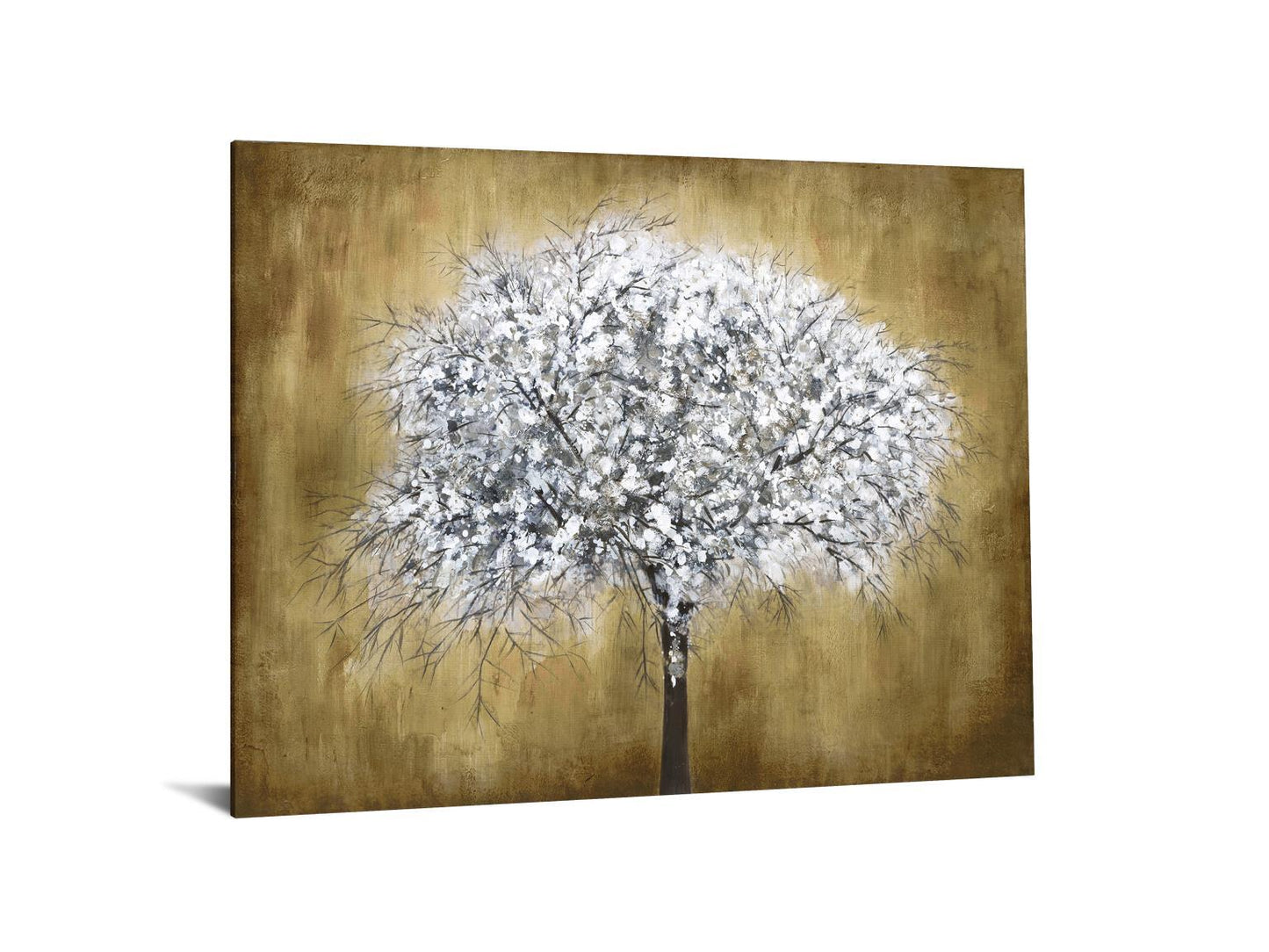 Tempered Glass Plus Foil Blooming Tree - Light Brown Classy Art