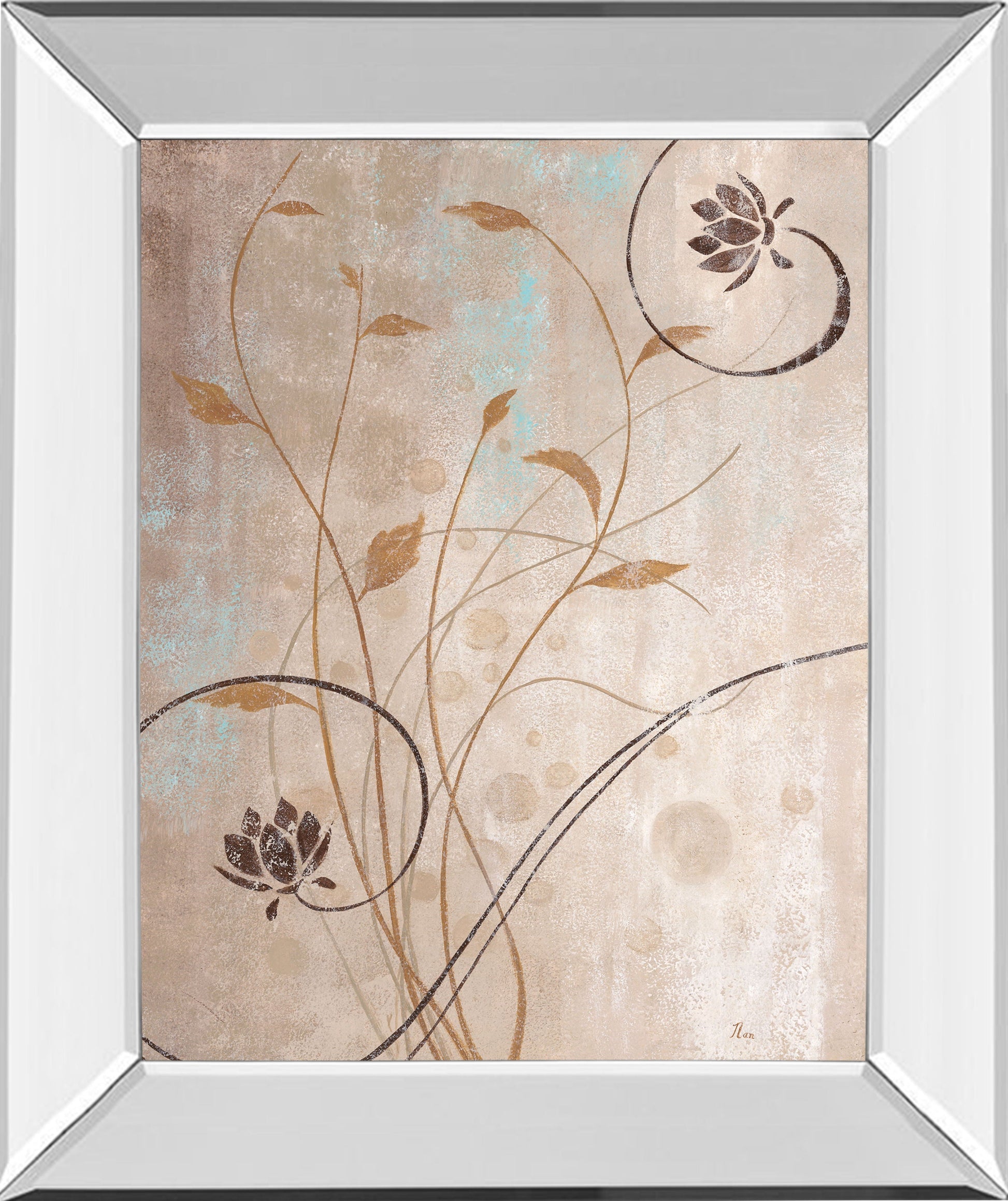 Spring Meadow I By Nan - Mirror Framed Print Wall Art - Beige Classy Art