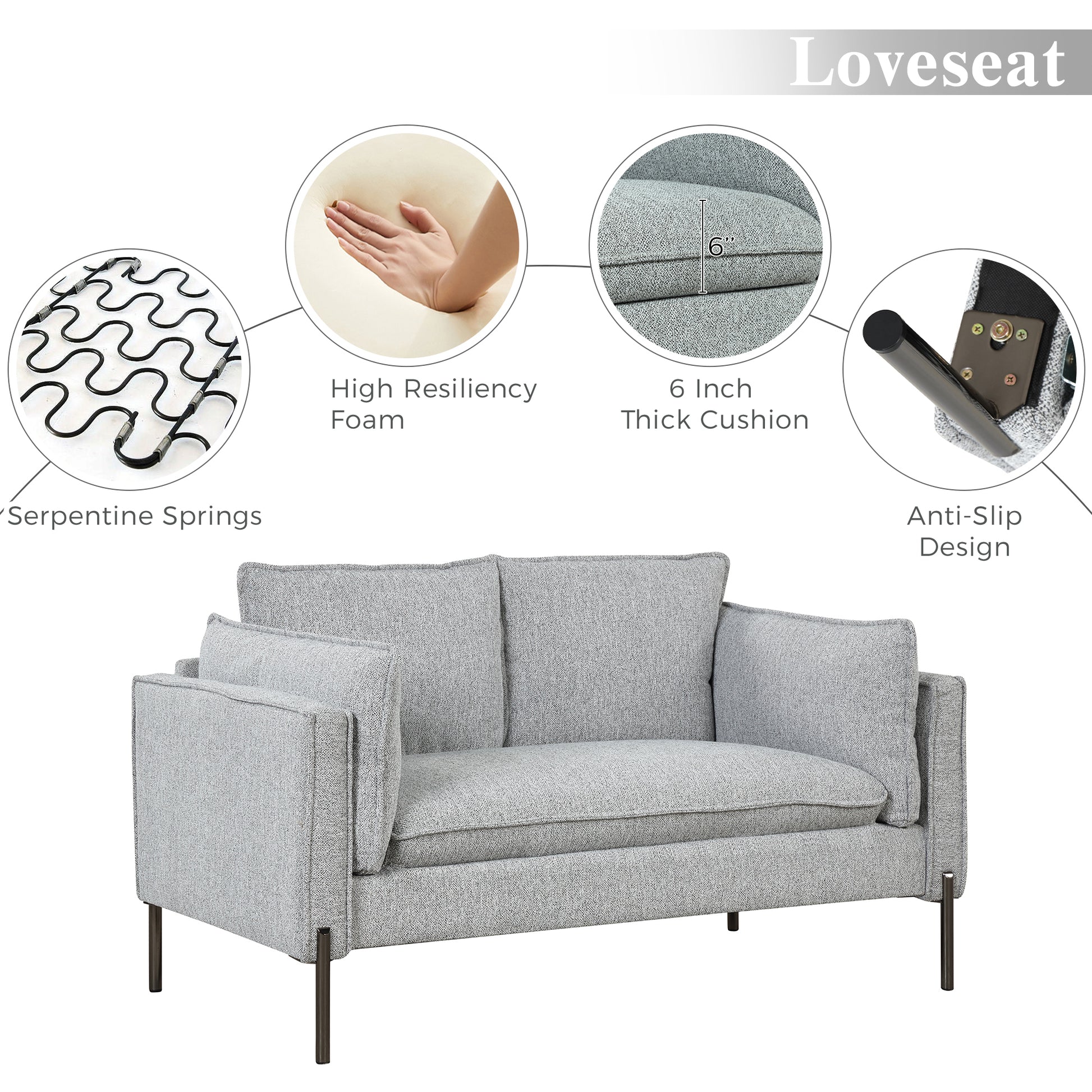 2 Piece Sofa Sets Modern Linen Fabric Upholstered  Loveseat and 3 Seat Couch Set Furniture for Different Spaces,Living Room,Apartment(2+3 seat) House to Home Furnishings LLC