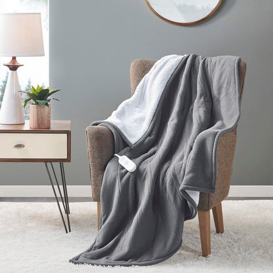 Heated Throw Dark Grey Olliix.com