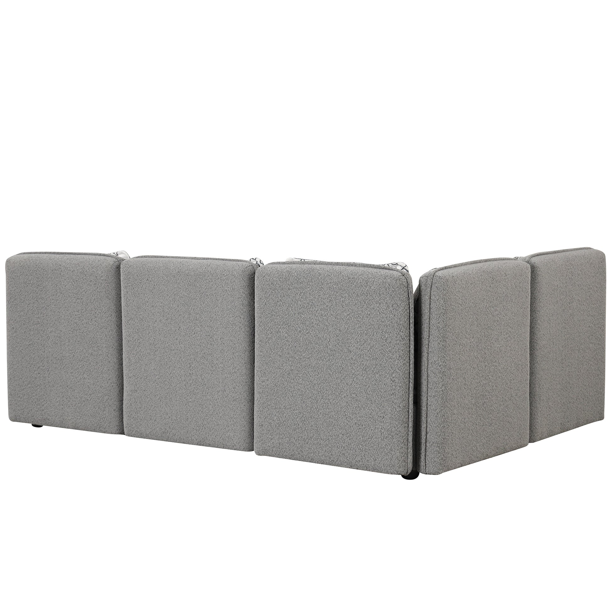 122.8" Convertible Modular Minimalist Sofa Free Combination 4 Seater Sofa Chenille Fabric Sectional sofa with 5 Pillows for Living Room, Office, Apartment, Small Space, Gray House to Home Furnishings LLC