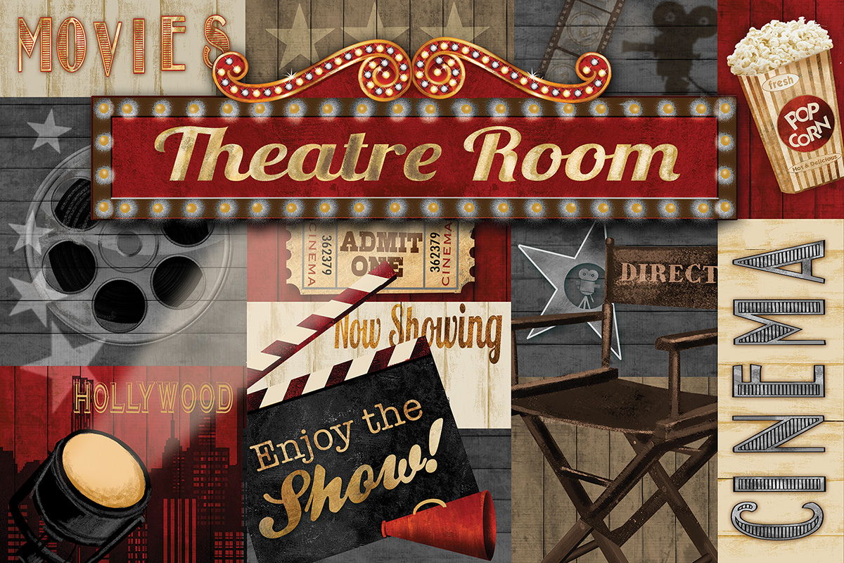 Theatre Room By Conrad Knutsen - Red Classy Art