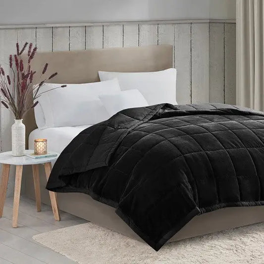Reversible HeiQ Smart Temperature Down Alternative Blanket Black Full/Queen Olliix.com
