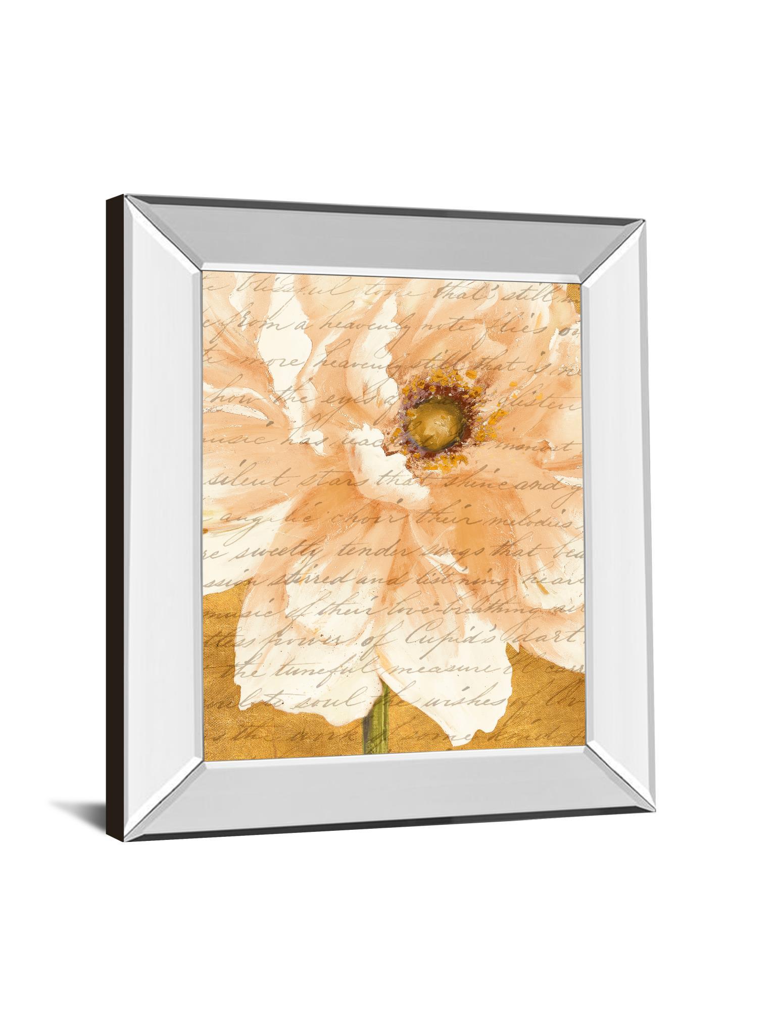 Beautiful Cream Peonies Script Il By Patricia Pinto - Mirror Framed Print Wall Art - Gold Classy Art