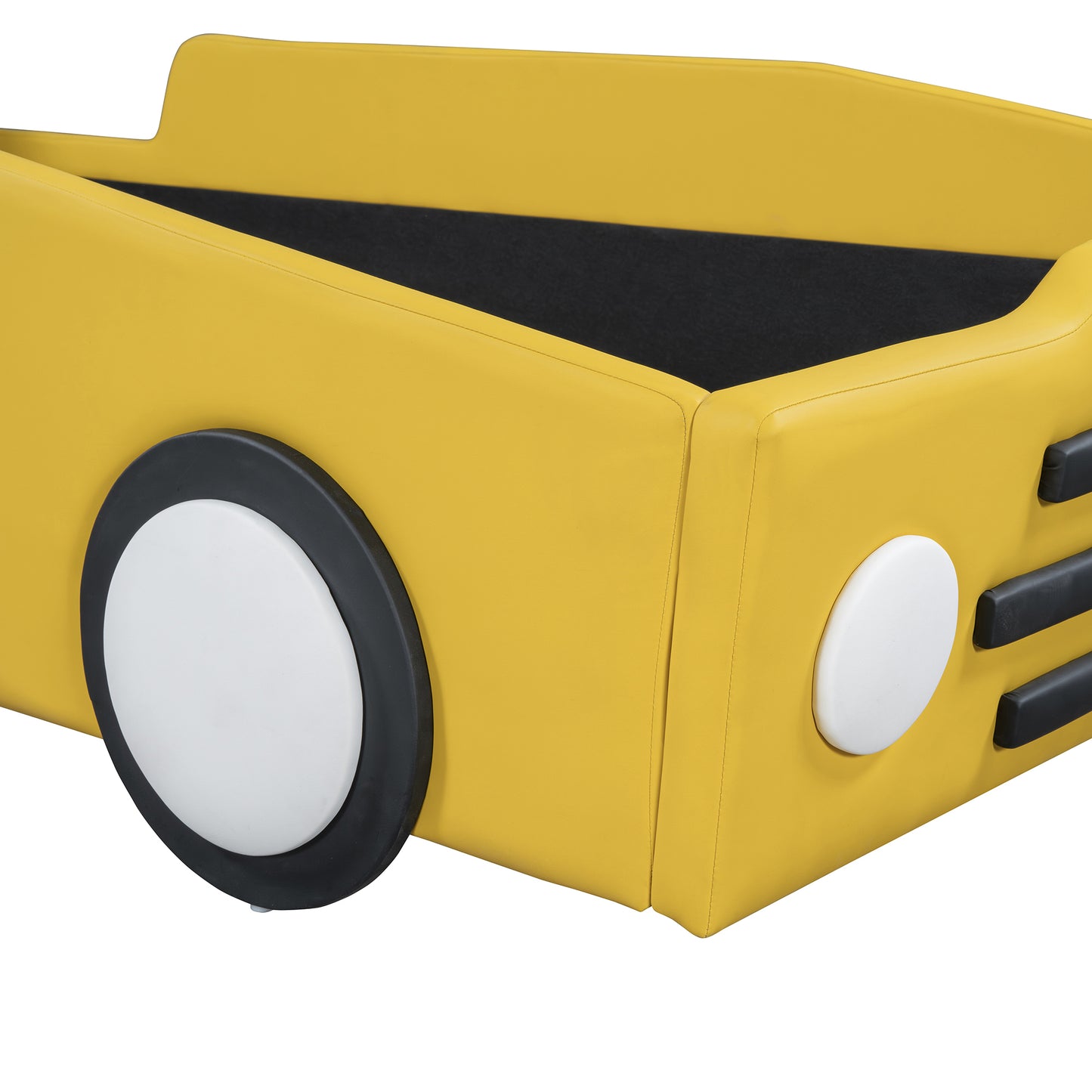 Twin Size Race Car-Shaped Platform Bed with Wheels,Yellow House to Home Furnishings LLC