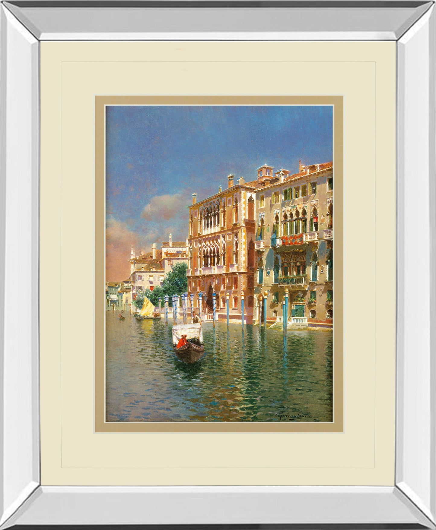 The Grand Canal, Venice By Rubens Santora - Mirror Framed Print Wall Art - Blue Classy Art