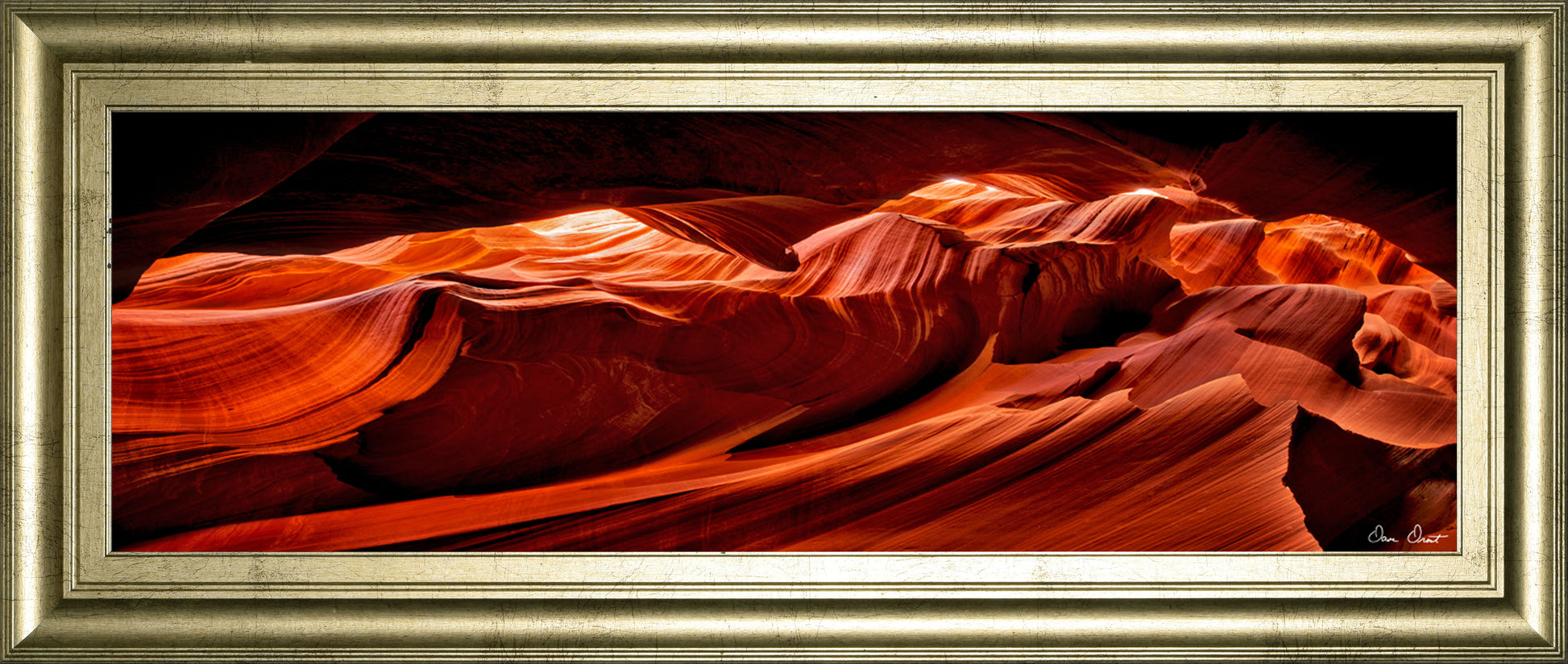 Sun Shining Through Canyon VIIl By David Drost - Framed Print Wall Art - Orange Classy Art