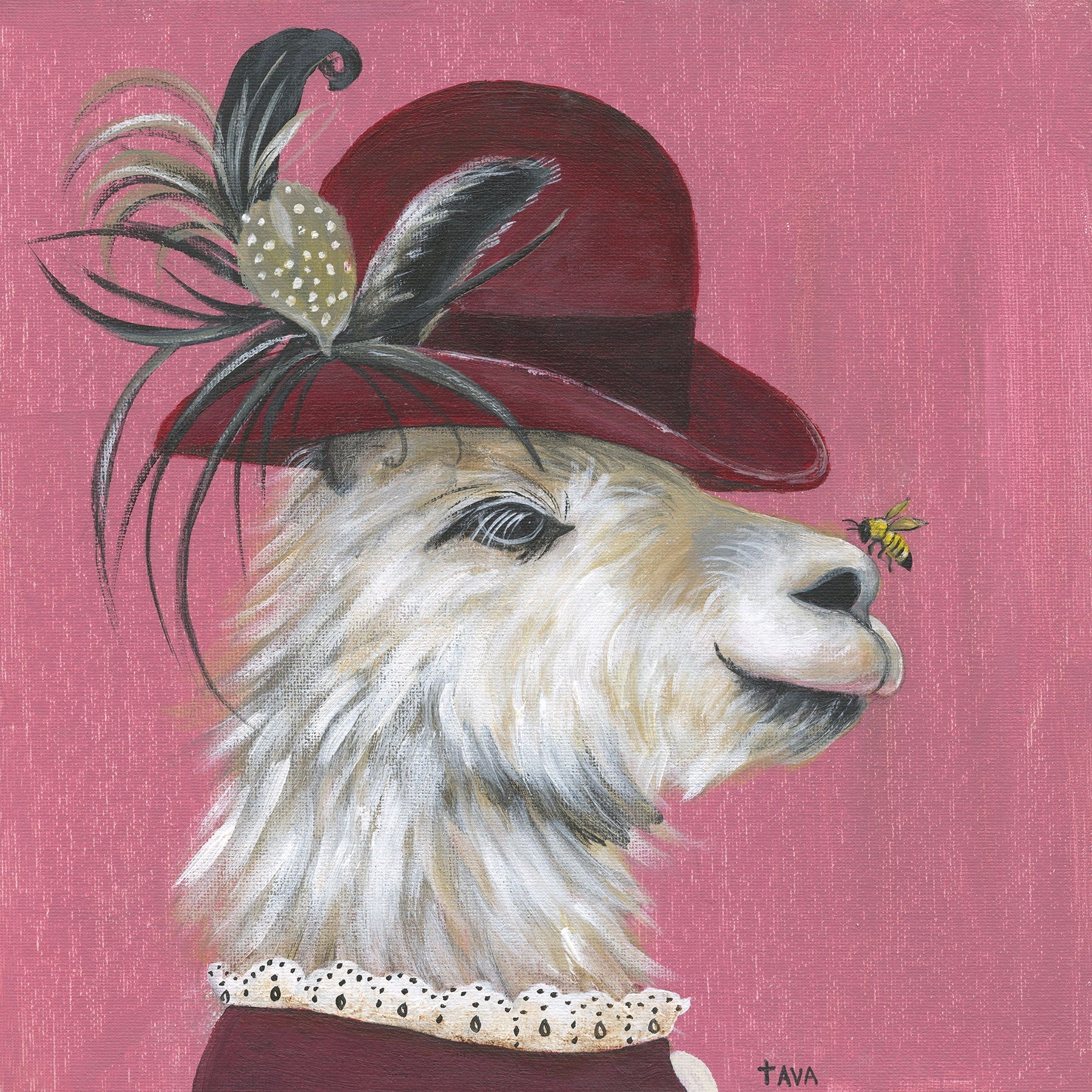 Llamaand Bee By Tava Studios - Pink Classy Art