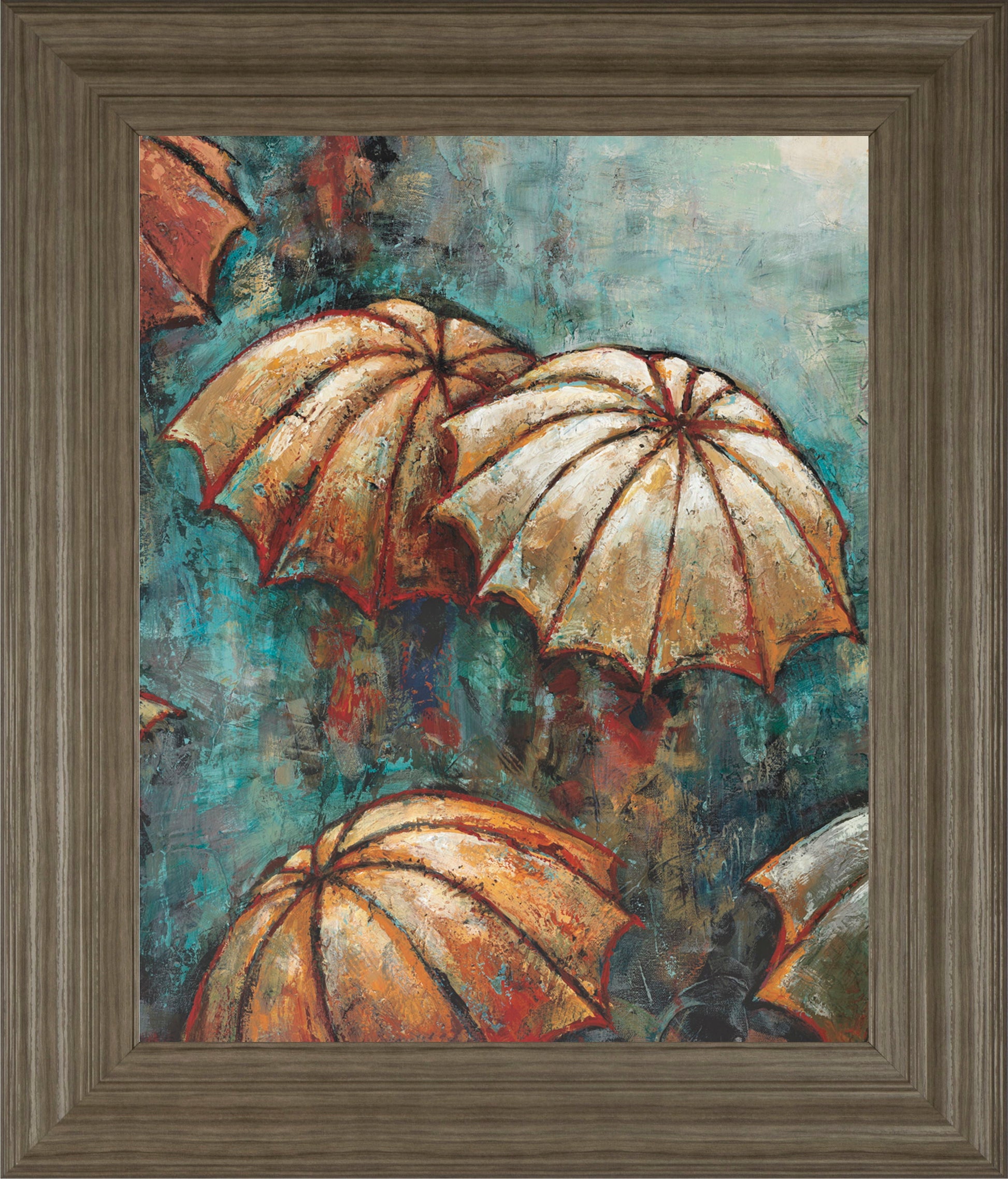 Umbrellas By Heath - Framed Print Wall Art - Blue Classy Art