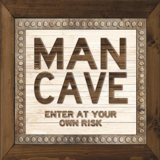 Framed - Man Cave By Cindy Jacobs - Dark Brown Classy Art