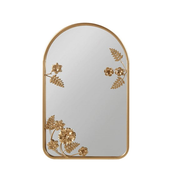 Arched Metal Floral Wall Mirror Gold Olliix.com