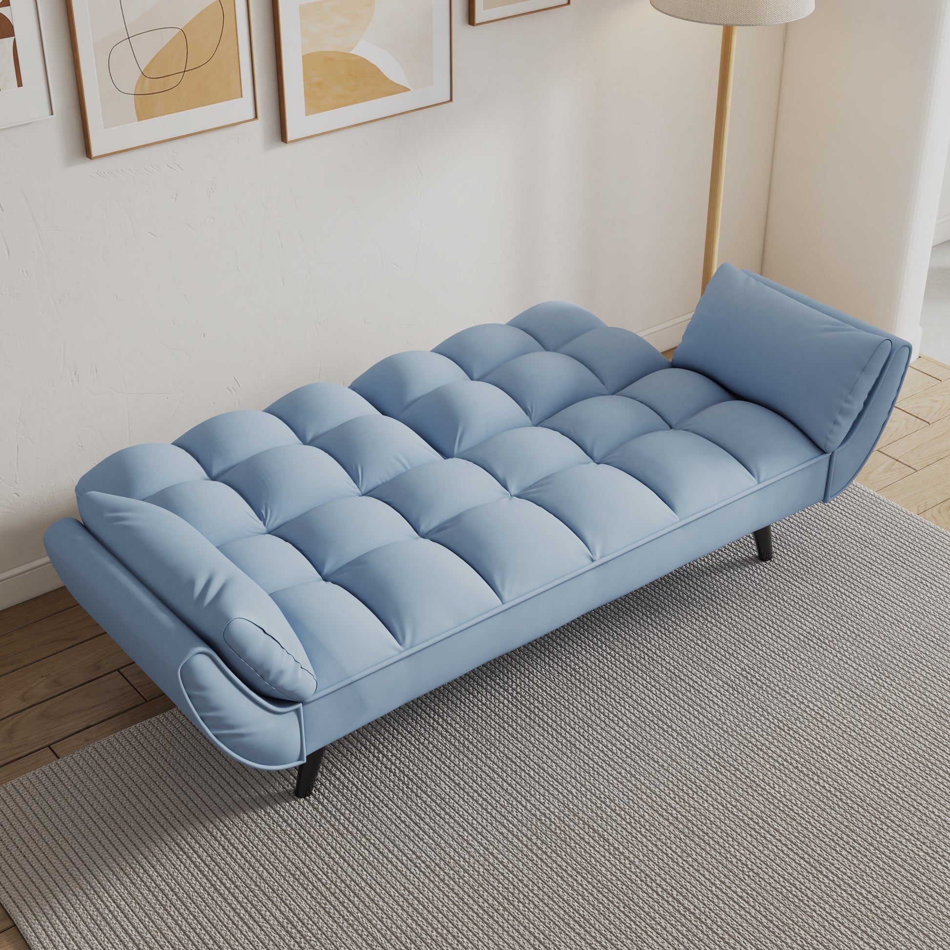 57 "blue sofa Soft two armrests throw pillow pillow comfortable fit apartment bedroom small space House to Home Furnishings LLC